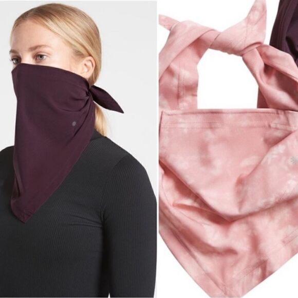 Athleta Made to Move NEW Bandana Gaiter Face Mask Set - Size M / L Pink Purple - Picture 6 of 6